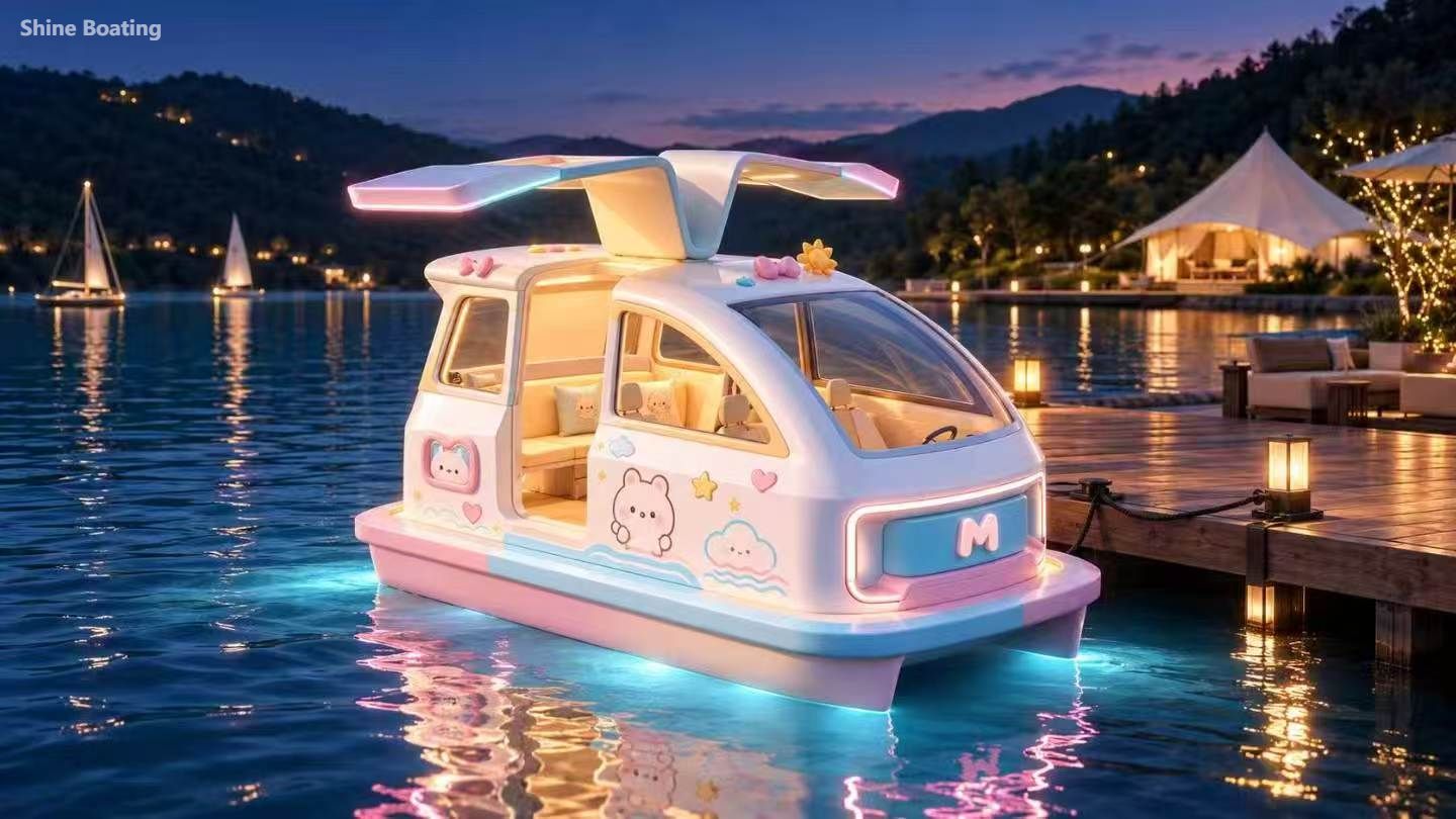 SHINE SW05 Pink Bunny Cartoon Electric Boat SHINE SW05 Pink Bunny Cartoon Electric Boat, LED Light Kids Friendly Sightseeing Boat