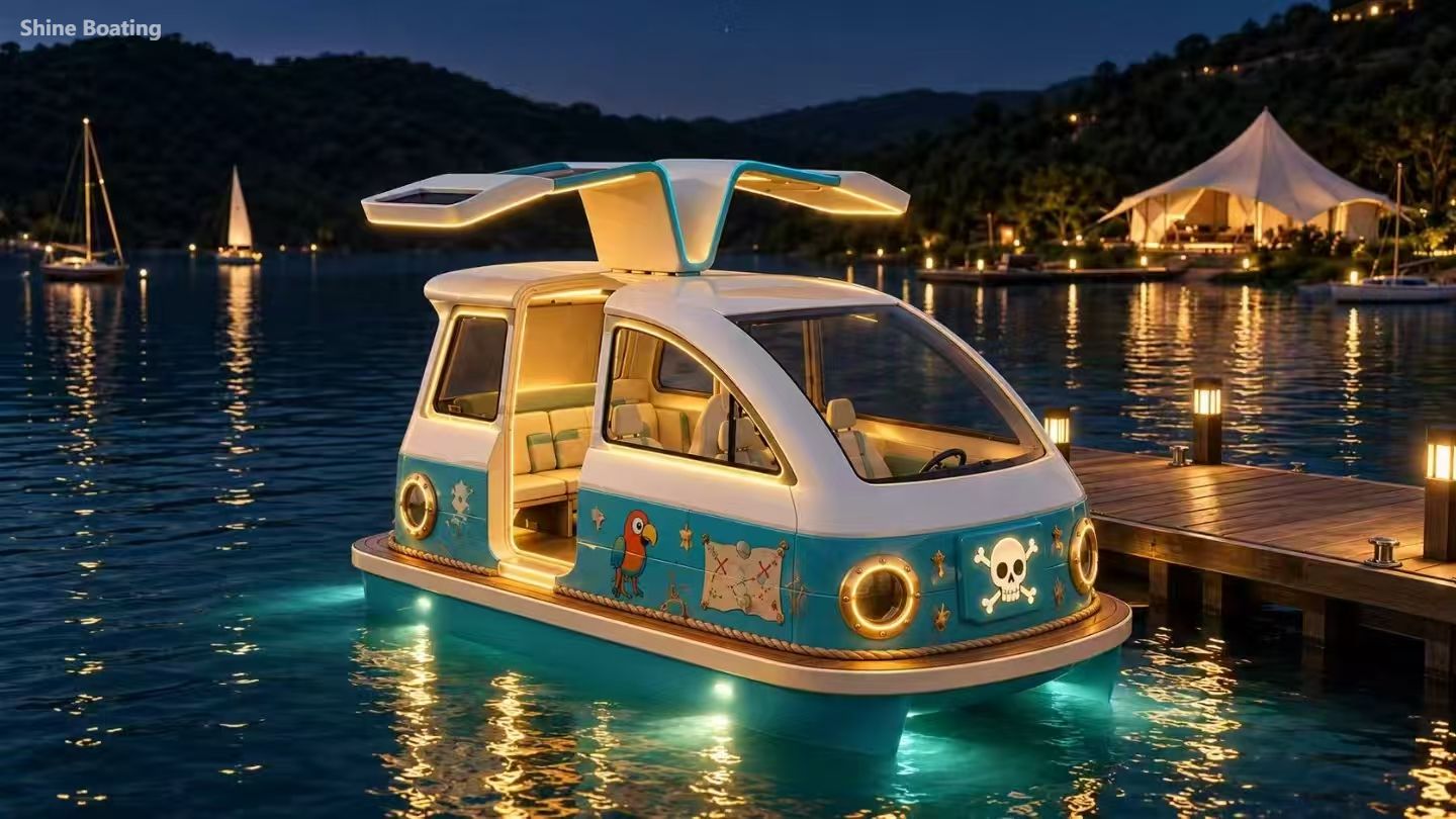 SHINE SW05 Pirate Cartoon Electric Boat SHINE SW05 Pirate Cartoon Electric Boat, LED Light Amusement Sightseeing Boat for Water Park