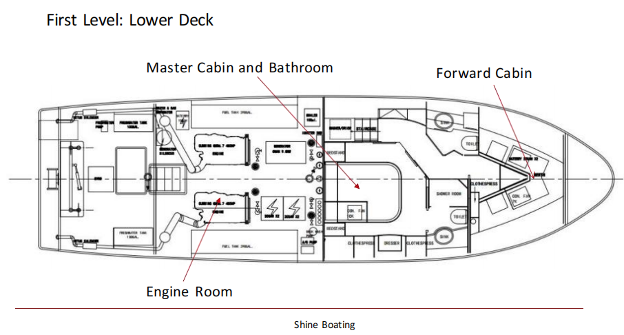 Layout of the  47 Yacht