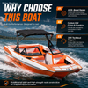 wake and surf boat with custom hull colors, durable construction and technical support