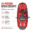 14 person wake boat with spacious open cockpit, EVA flooring and waterproof seats